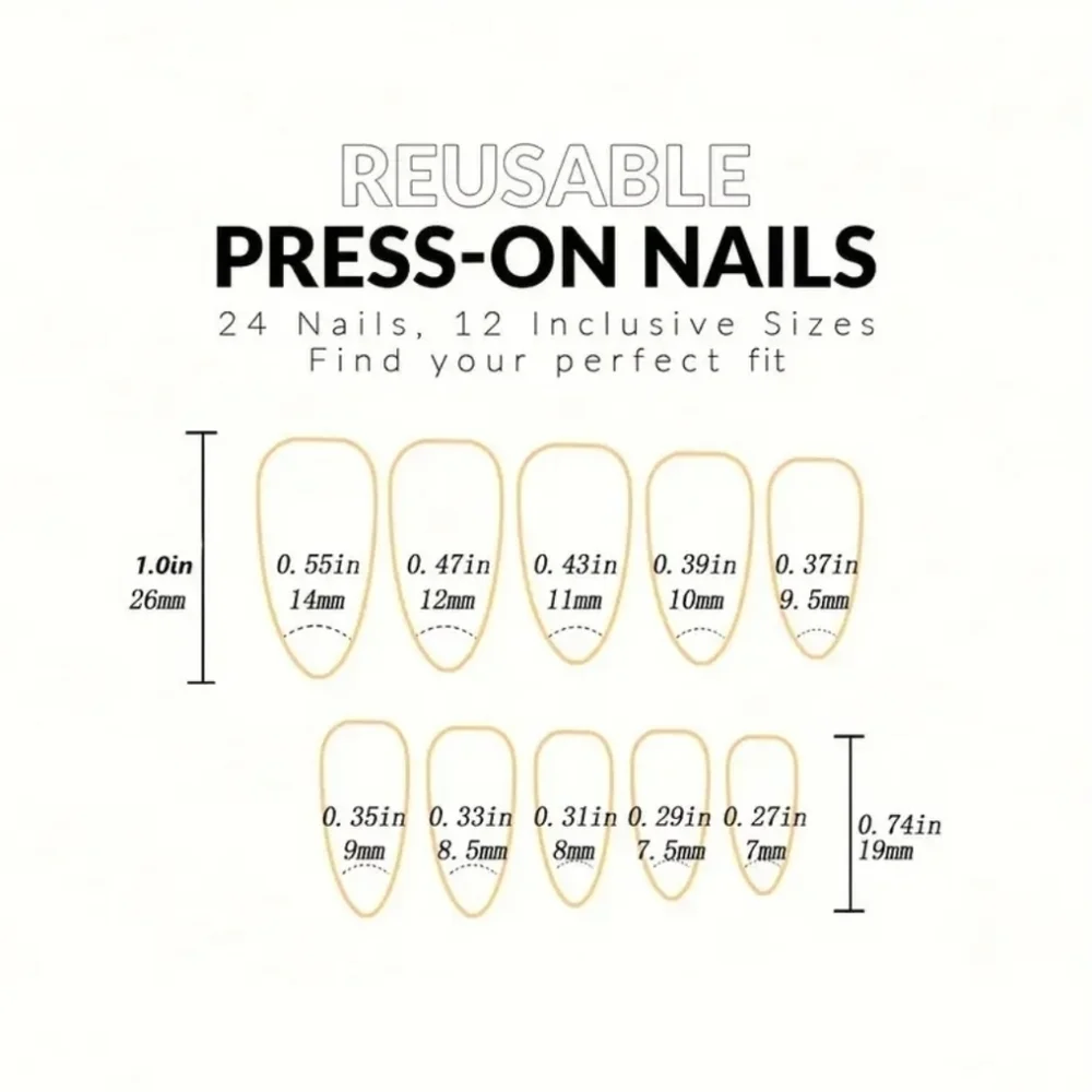24 Pieces Fake Press On Nails